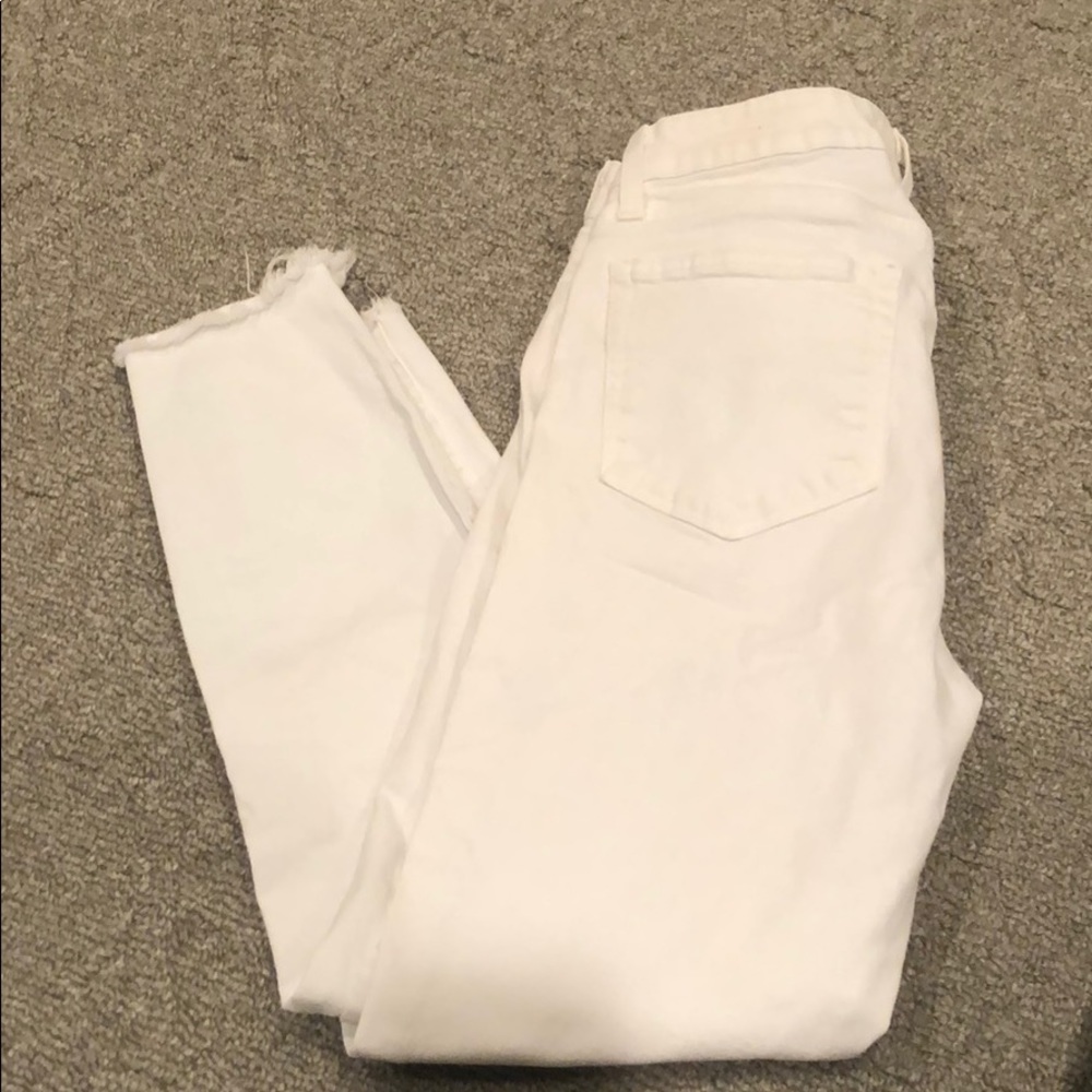 Distressed Hem White Paige Jeans